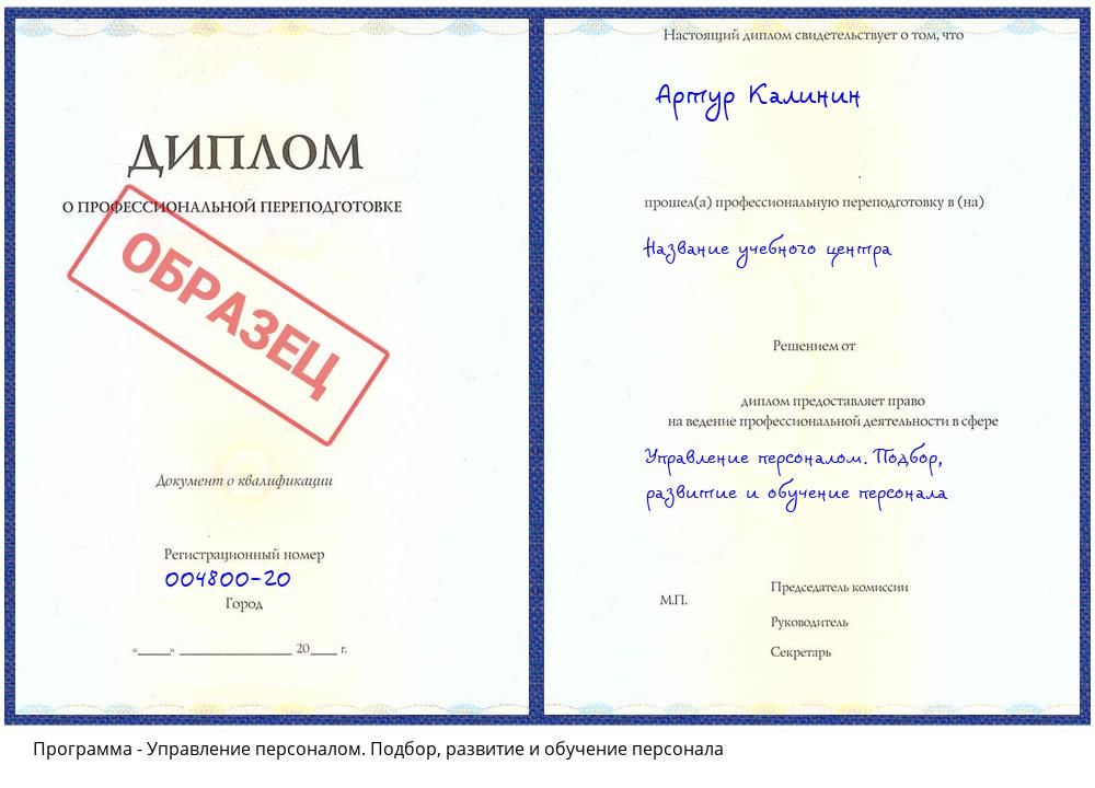 Управление персоналом. Подбор, развитие и обучение персонала Усолье-Сибирское