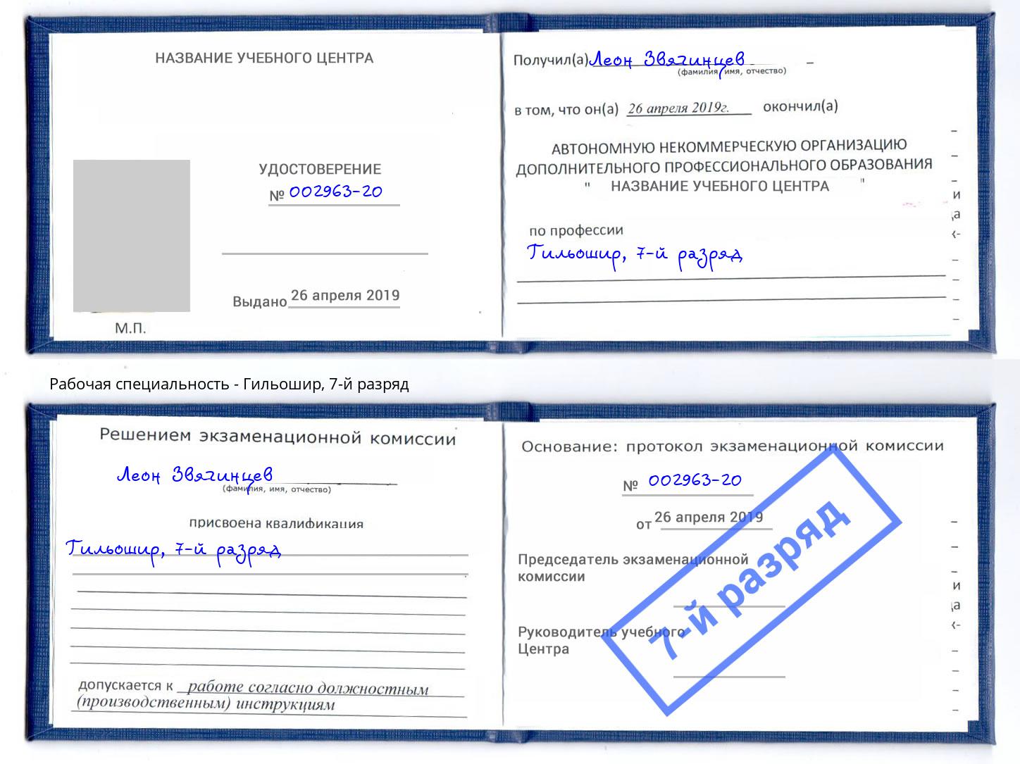 корочка 7-й разряд Гильошир Усолье-Сибирское