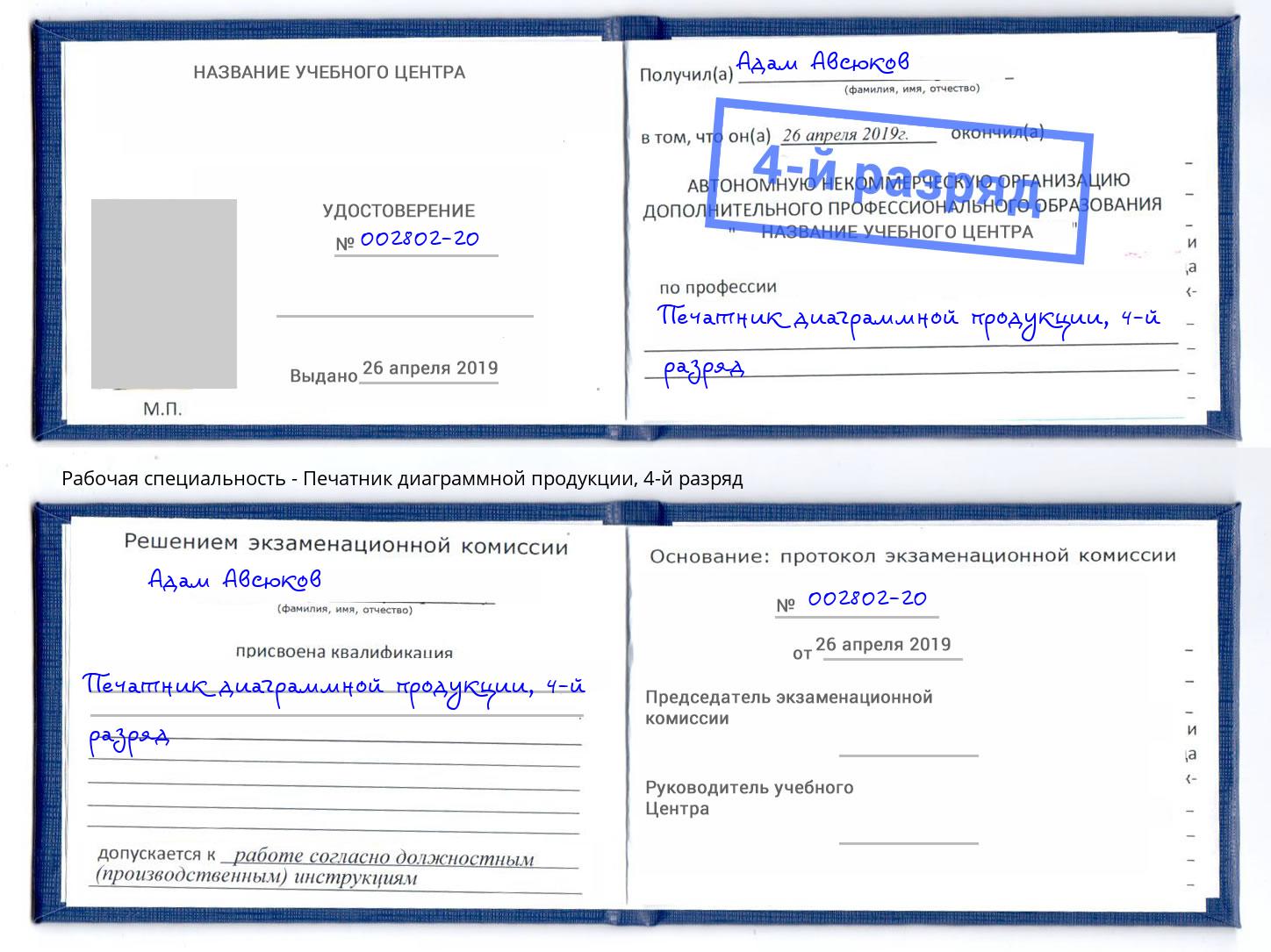 корочка 4-й разряд Печатник диаграммной продукции Усолье-Сибирское